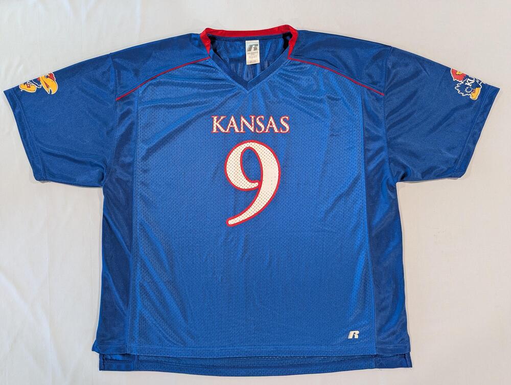 Kansas Jayhawks Jersey Mens 2XL Blue NCAA Football Russell Athletic Mesh KU 9